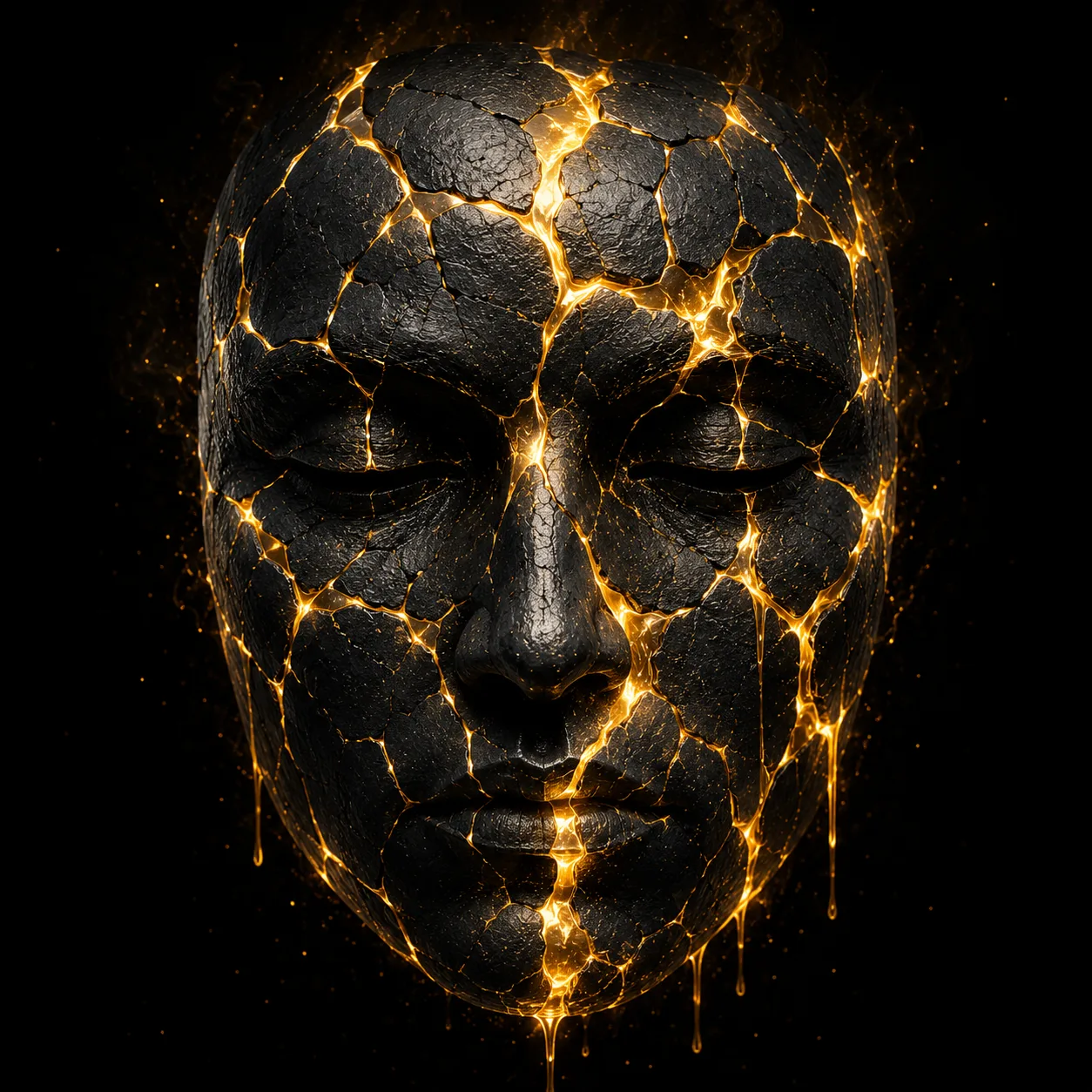 A figure standing between a dark grey path and a glowing golden path